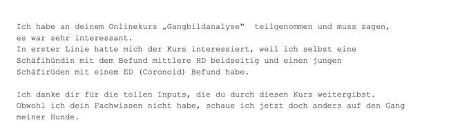 Testimonial Onlinekurs Hunde Gangbild