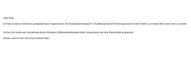Testimonial Onlinekurs Hunde Gangbild